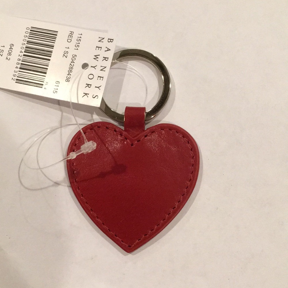 Barney’s New York Leather Heart Keychain NWT